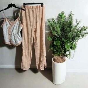 Elegant Cream and Tan Women's 2pc. Pant Suit